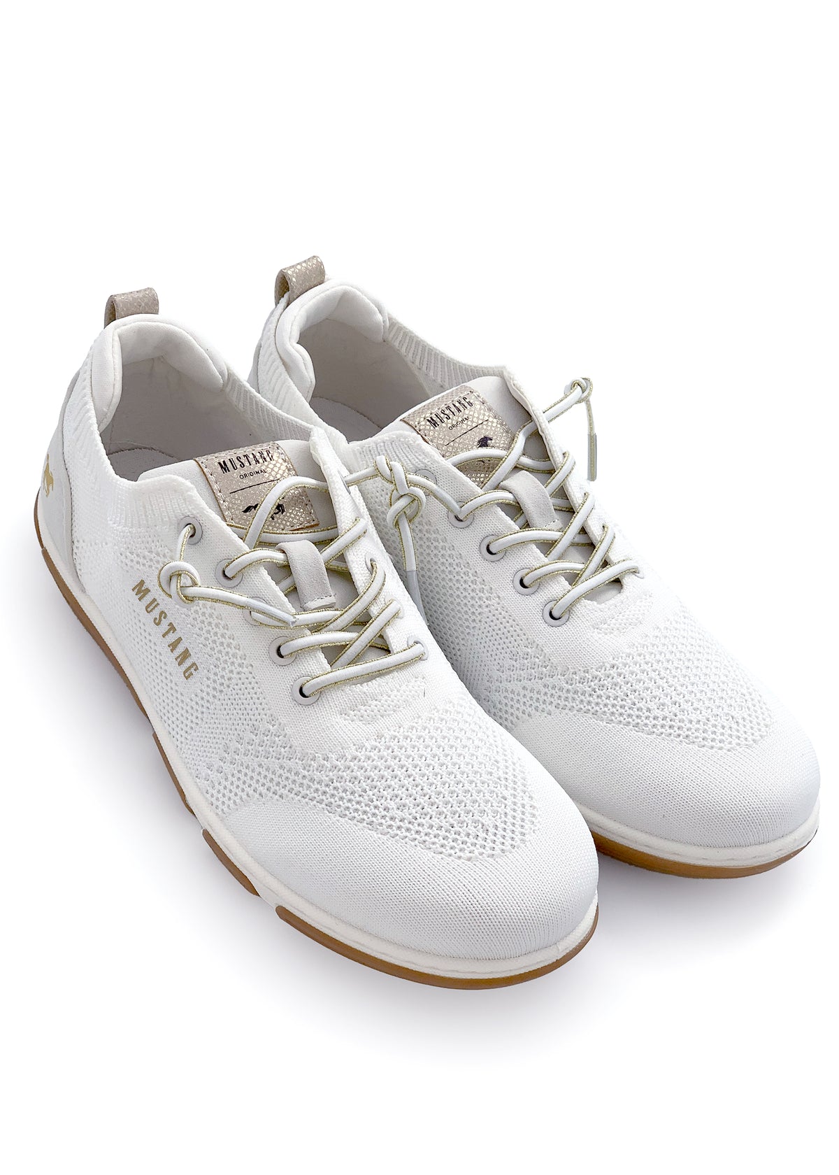 Sneakers med elastiska snören - vitt tyg