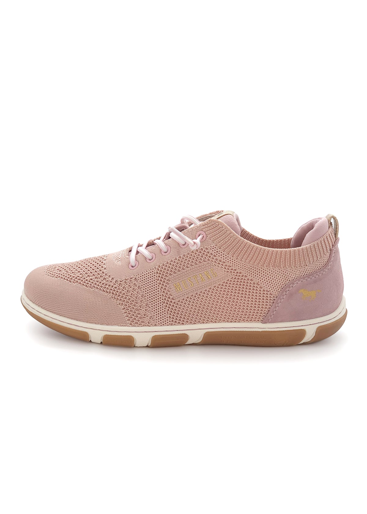 Sneakers med elastiska snören - rosa textil