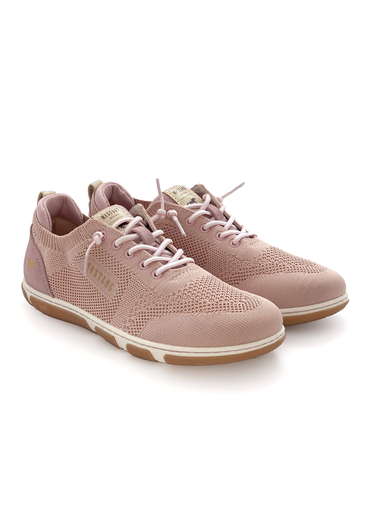 Sneakers med elastiska snören - rosa textil