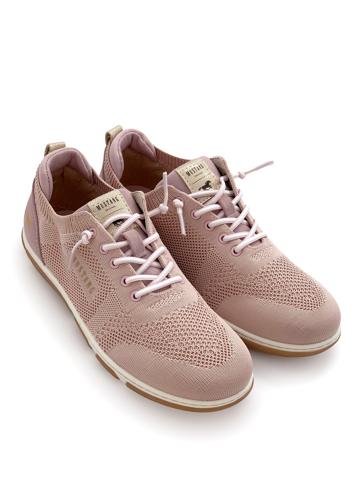 Sneakers med elastiska snören - rosa textil