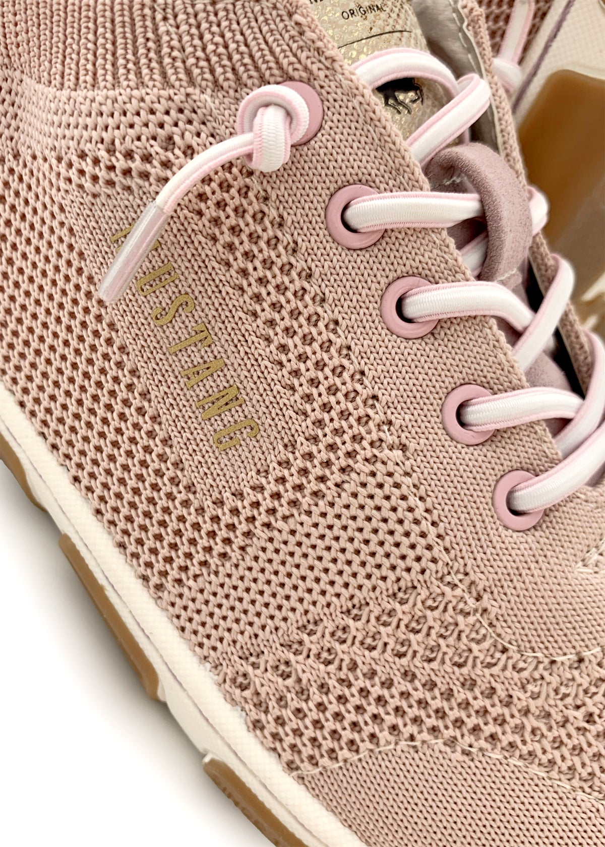 Sneakers med elastiska snören - rosa textil