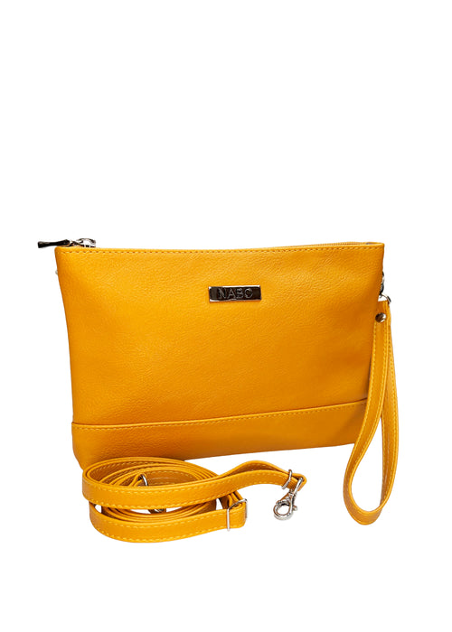 Women's evening bag - yellow, wrist and shoulder strap