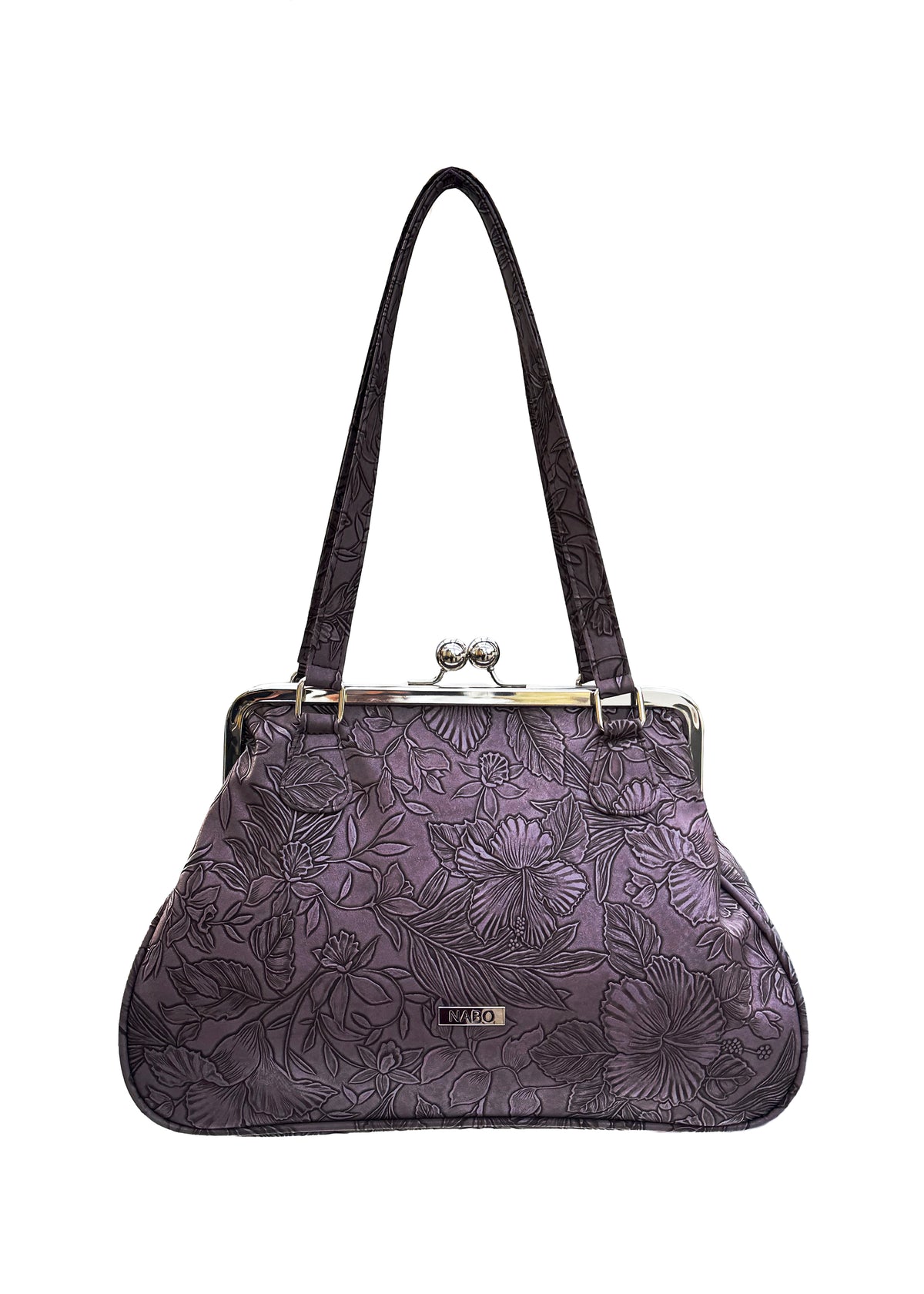 Women's handbag - purple floral pattern
