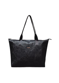 Women's shopper bag - black floral pattern