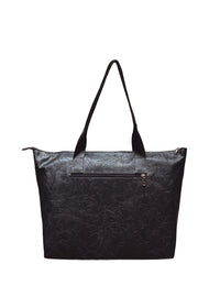 Women's shopper bag - black floral pattern