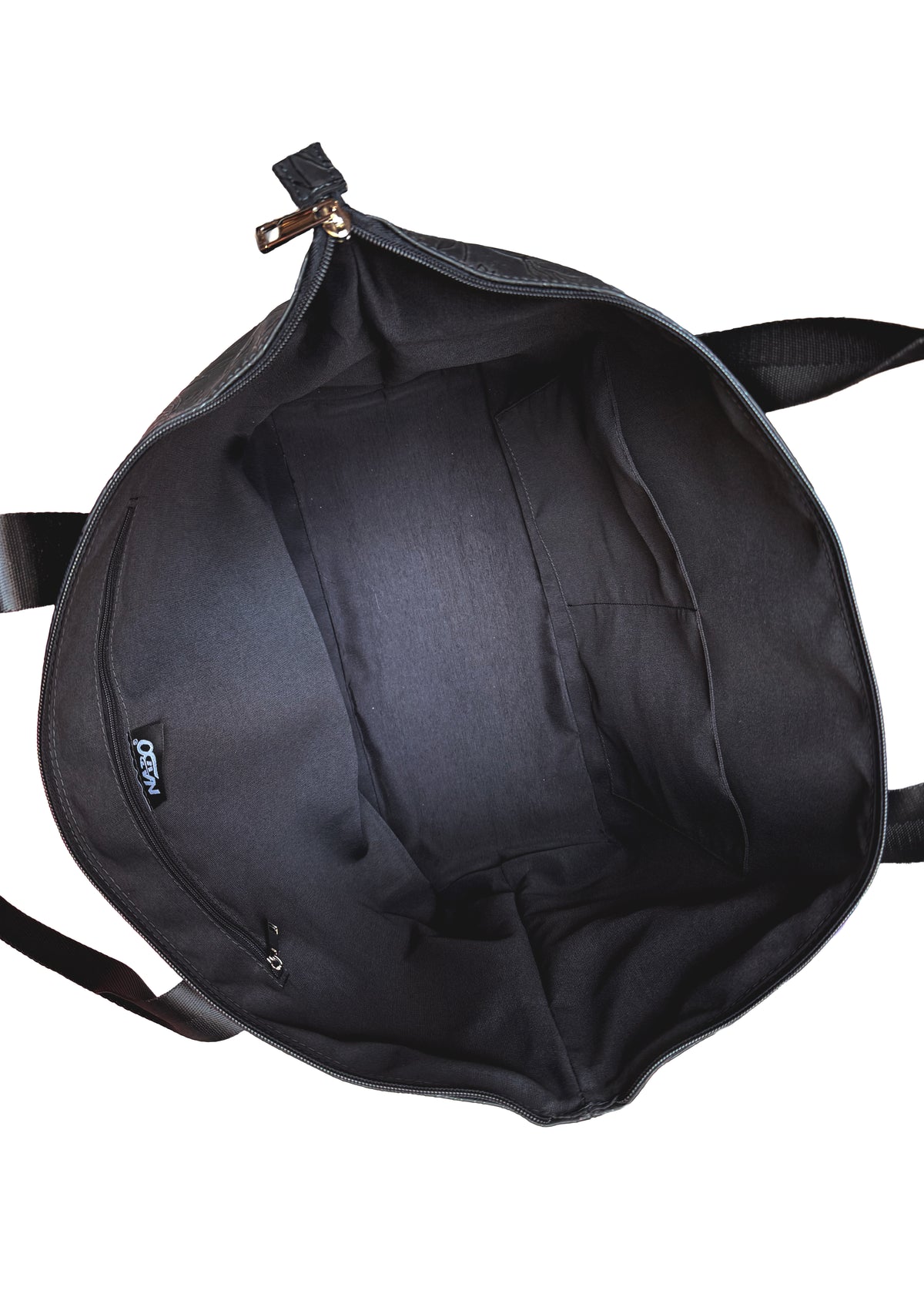 Women's shopper bag - black floral pattern