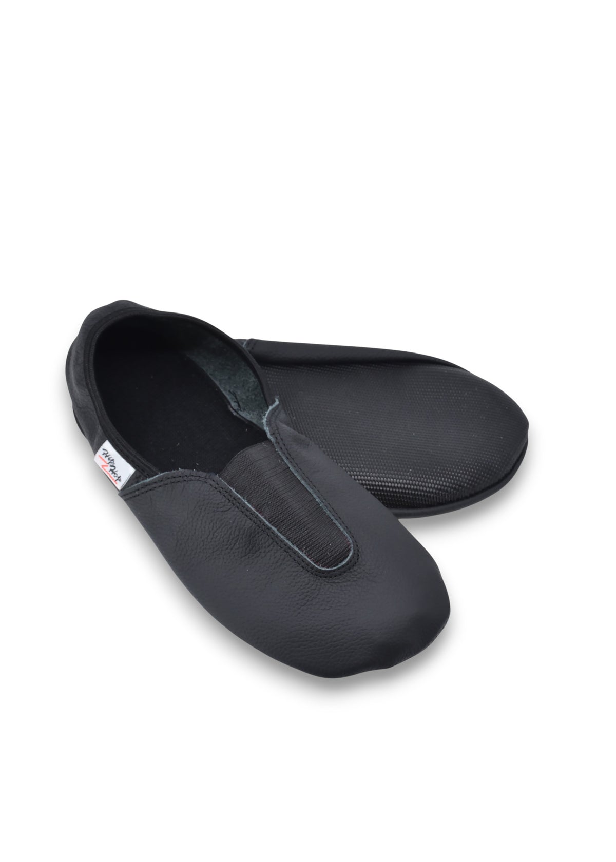 Hip-Hop Barefoot Talka -gymnastics slippers - black leather, elastic band