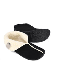 Vinski wool slippers - black fabric, sheepskin lining