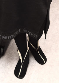Vinski wool slippers - black fabric, sheepskin lining