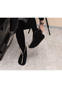 Vinski wool slippers - black fabric, sheepskin lining