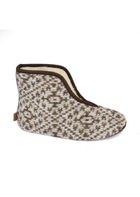 Trolla wool slippers - brown pattern, sheepskin lining