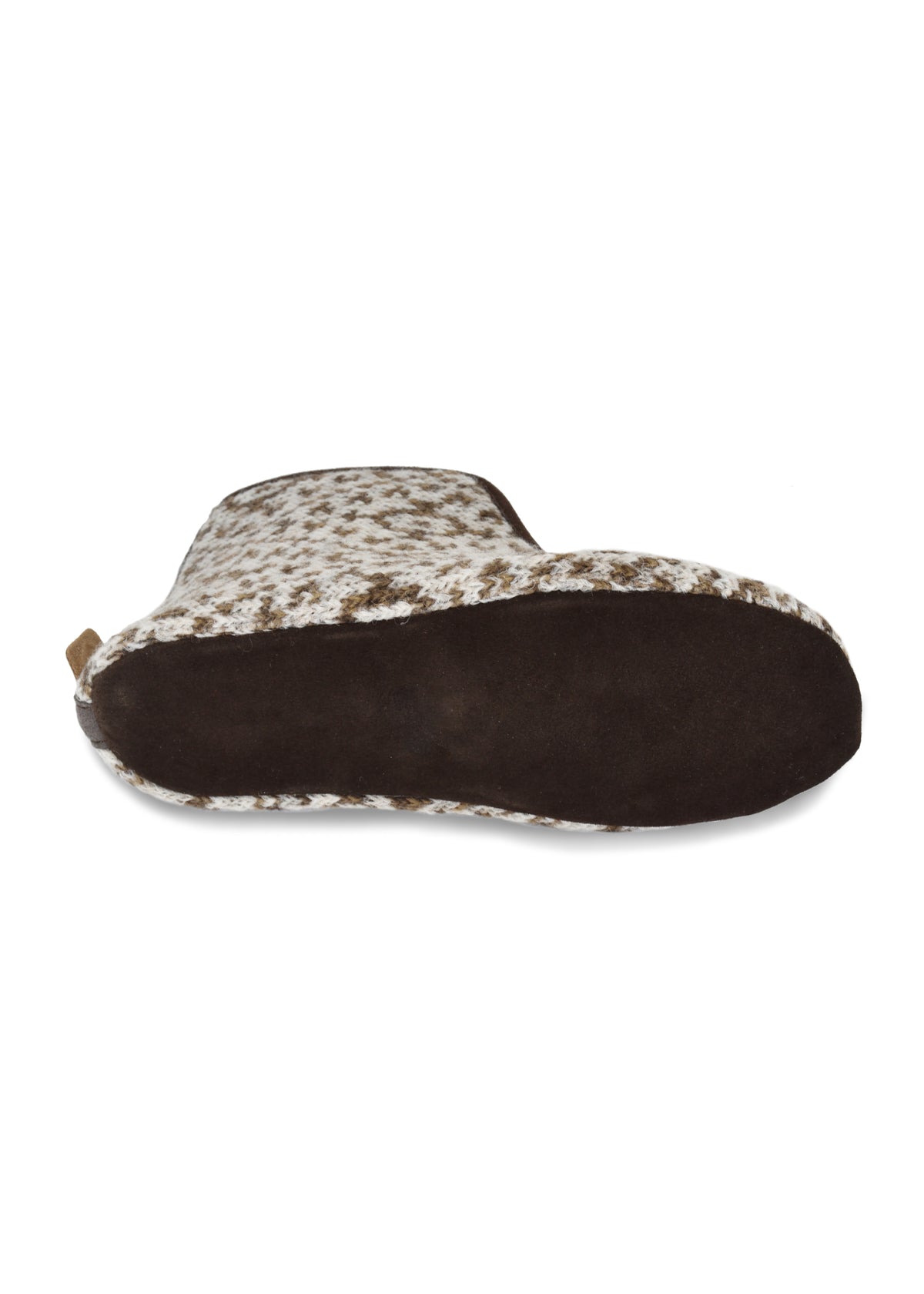 Trolla wool slippers - brown pattern, sheepskin lining