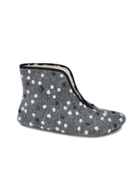 Trolla wool slippers - spotted grey, sheepskin lining