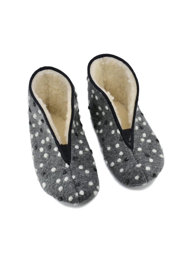 Trolla-villatohvelit - pilkullinen harmaa, lampaanvillavuori