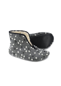 Trolla wool slippers - spotted grey, sheepskin lining