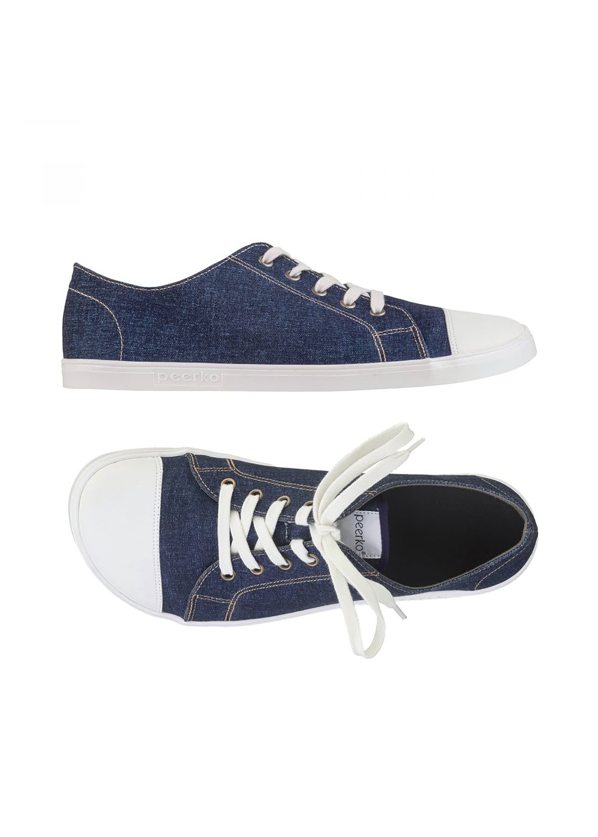 Barfotaskor, låga gympaskor - Origin Denim, jeansblått tyg, vegansk