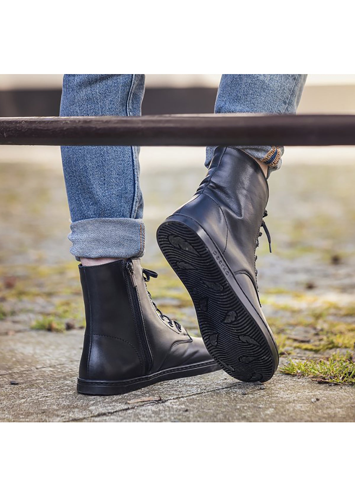 Barfotaskor, ankelboots med tunn foder - Breeze, svart läder