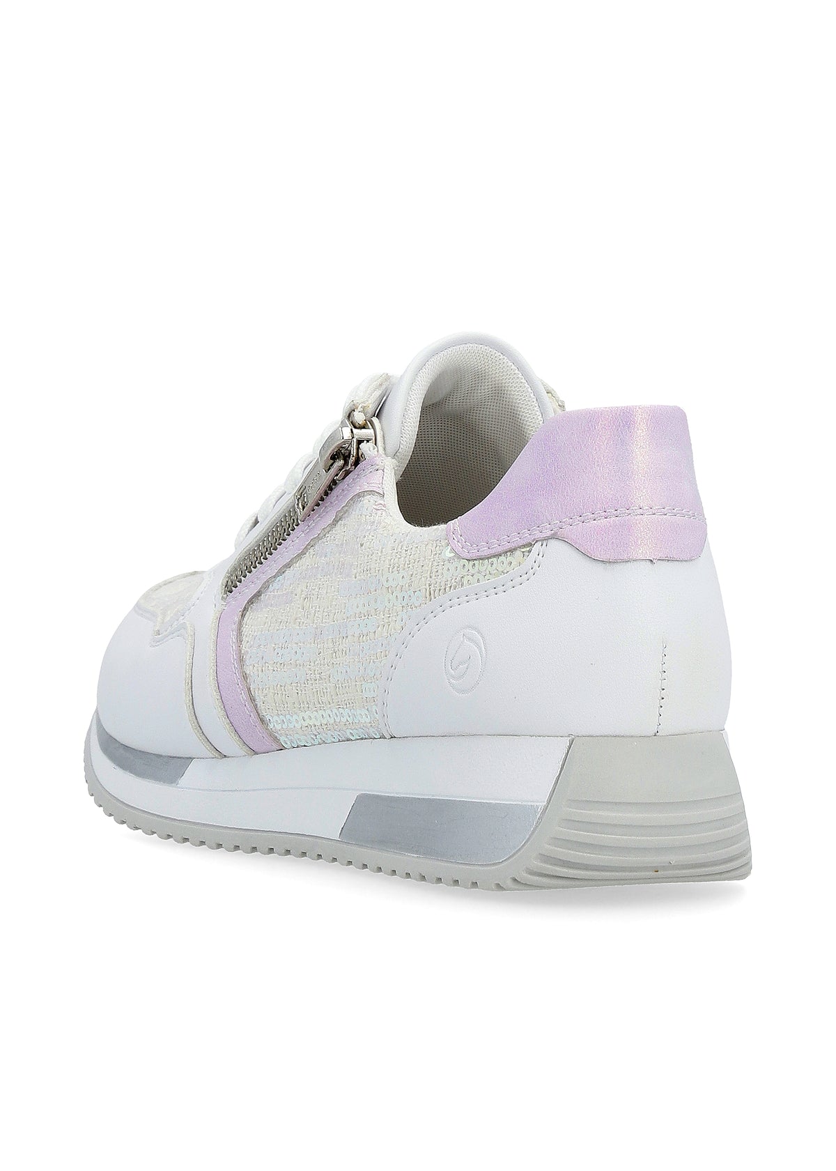 Sneakers with a small wedge sole - light pastel shades, sequins, vegan
