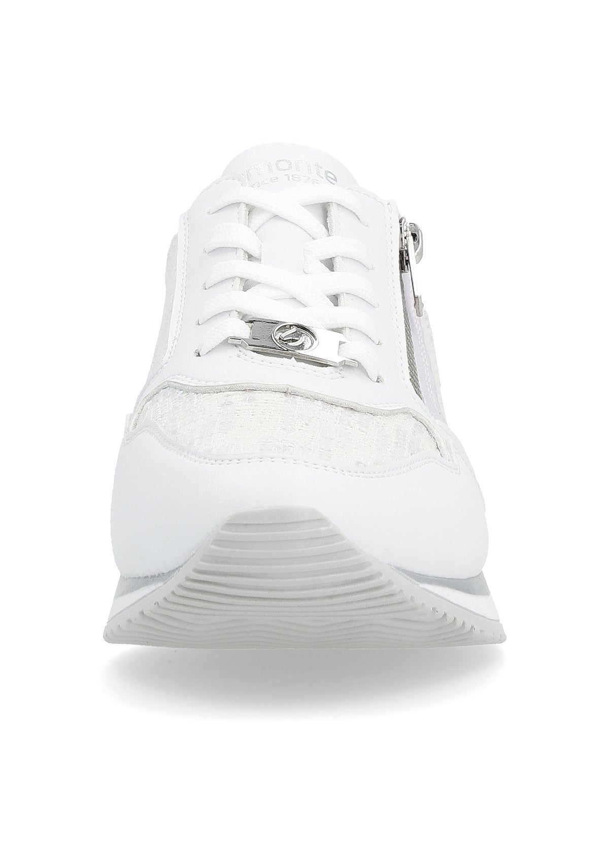 Sneakers with a small wedge sole - light pastel shades, sequins, vegan