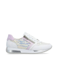 Sneakers with a small wedge sole - light pastel shades, sequins, vegan