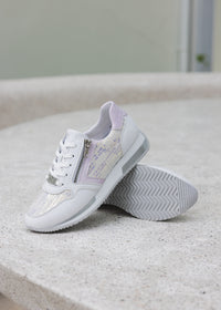 Sneakers with a small wedge sole - light pastel shades, sequins, vegan