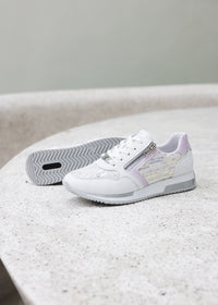 Sneakers with a small wedge sole - light pastel shades, sequins, vegan