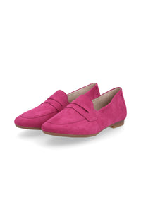 Loaferit - pinkki mokkanahka, loaferpanta koristeena