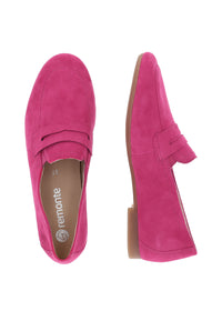 Loaferit - pinkki mokkanahka, loaferpanta koristeena