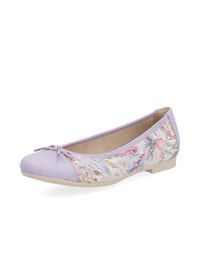 Ballet flats - light purple, floral patterns, bow decoration