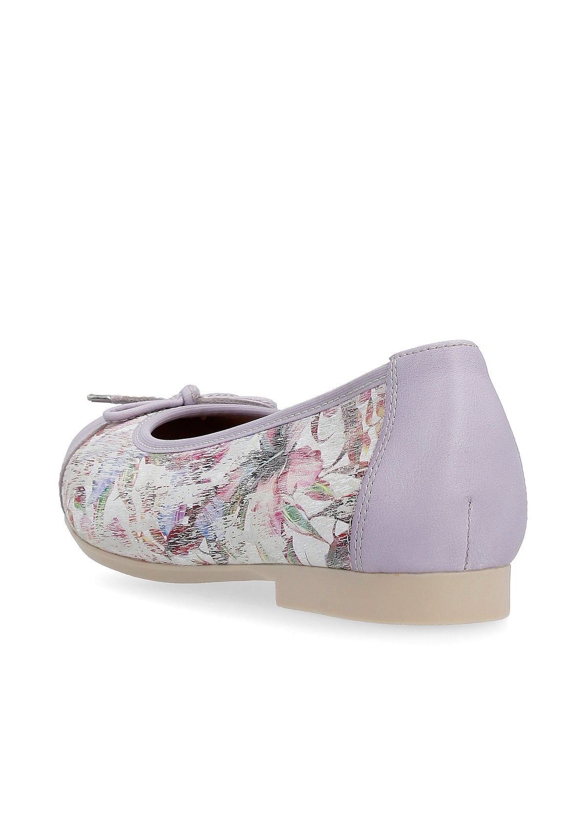 Ballet flats - light purple, floral patterns, bow decoration