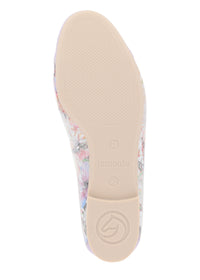 Ballet flats - light purple, floral patterns, bow decoration