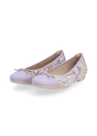 Ballet flats - light purple, floral patterns, bow decoration