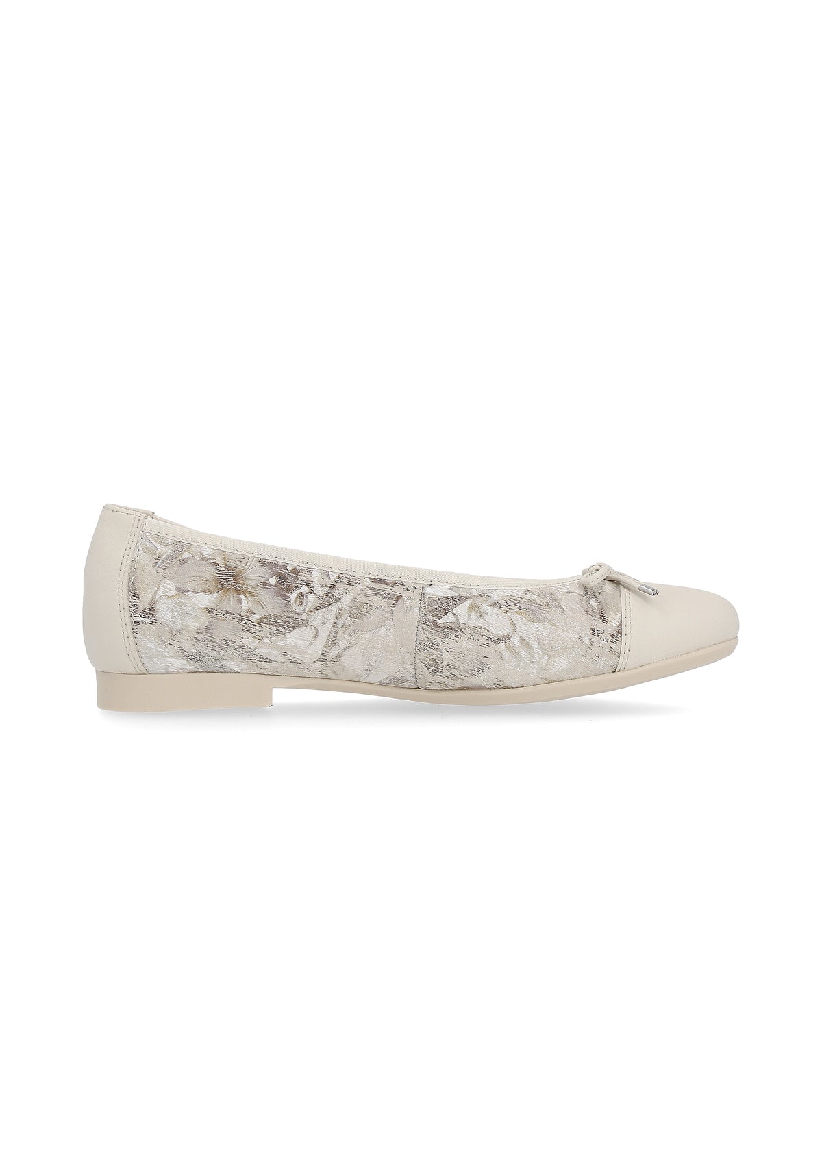 Ballerinaskor - beige, blommönster, rosettdekoration