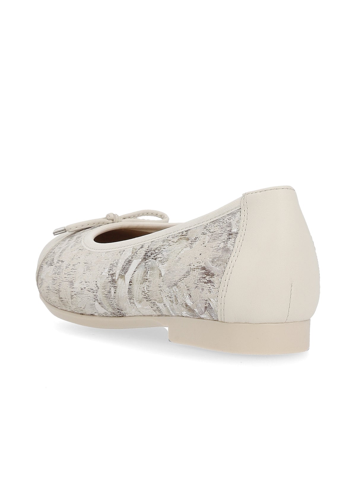 Ballerinaskor - beige, blommönster, rosettdekoration