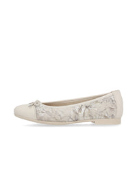 Ballerinaskor - beige, blommönster, rosettdekoration