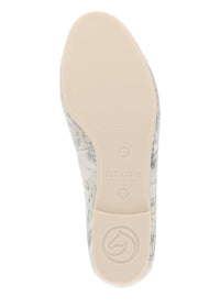 Ballerinaskor - beige, blommönster, rosettdekoration