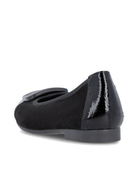 Ballet flats - black leather, black shiny toe and decoration