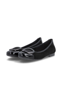 Ballet flats - black leather, black shiny toe and decoration