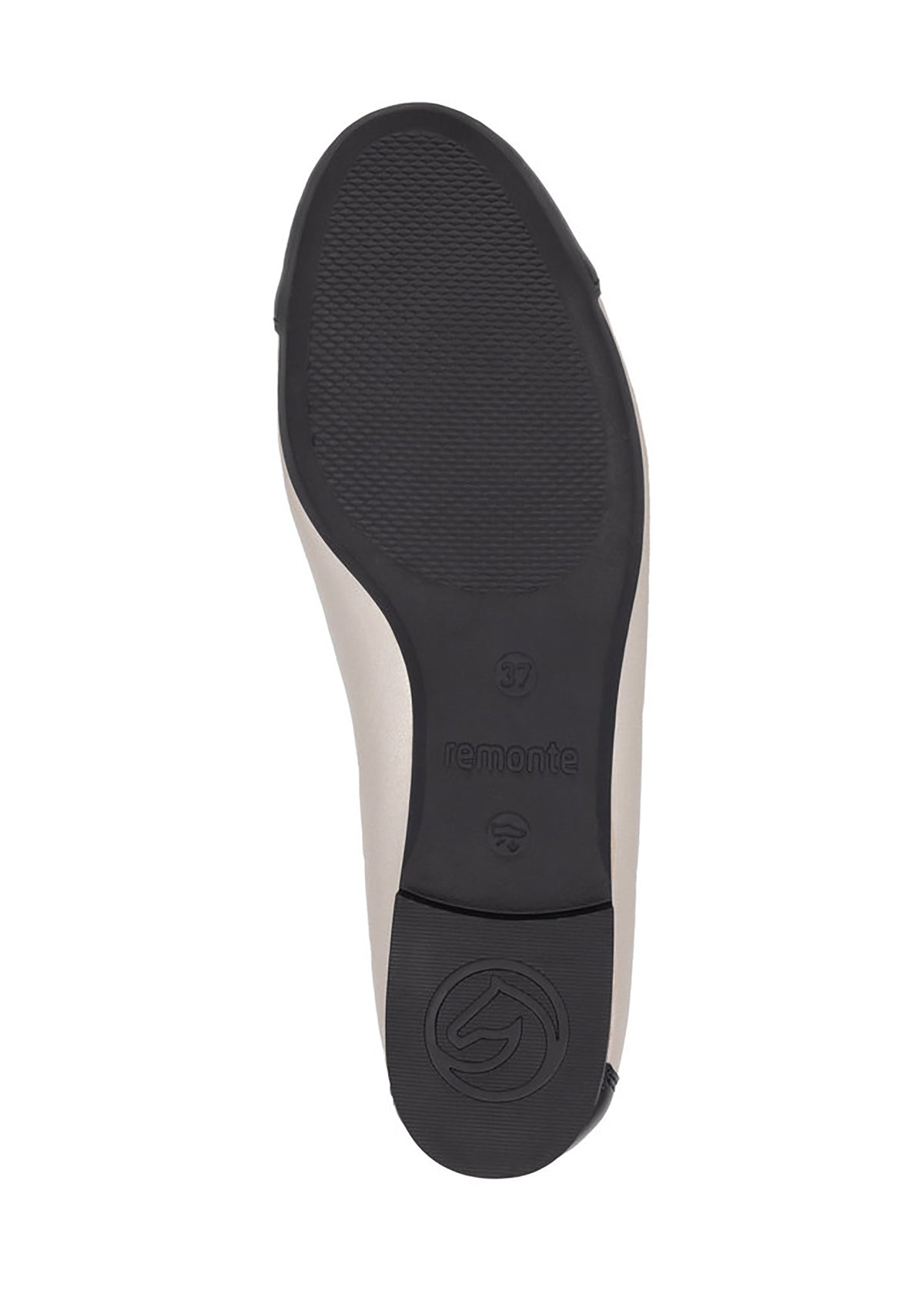 Ballet flats - light platinum-colored leather, black tip and decoration