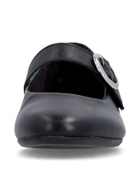 Ballerinaskor - svart läder, spännband med kardborre