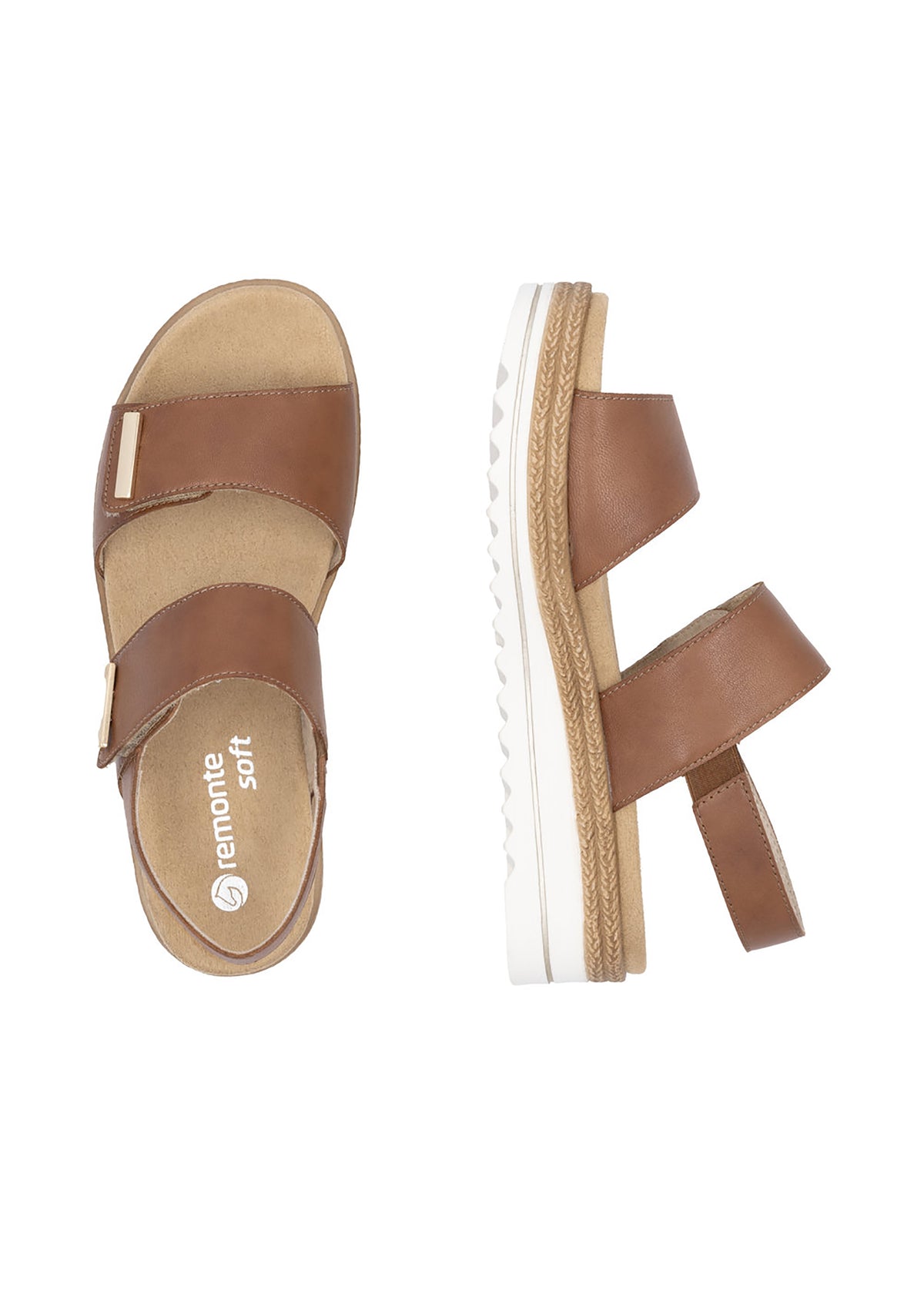 Sandaler med tjock sula - brun, kardborreband