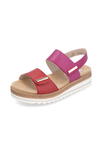 Sandals with thick soles - pink-red, hook-and-loop straps
