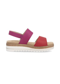 Sandals with thick soles - pink-red, hook-and-loop straps