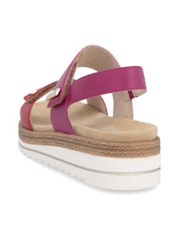 Sandals with thick soles - pink-red, hook-and-loop straps