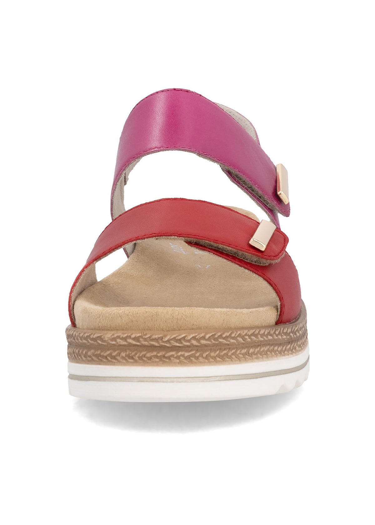 Sandals with thick soles - pink-red, hook-and-loop straps
