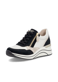 Wedge sneakers - white-beige-black, vegan