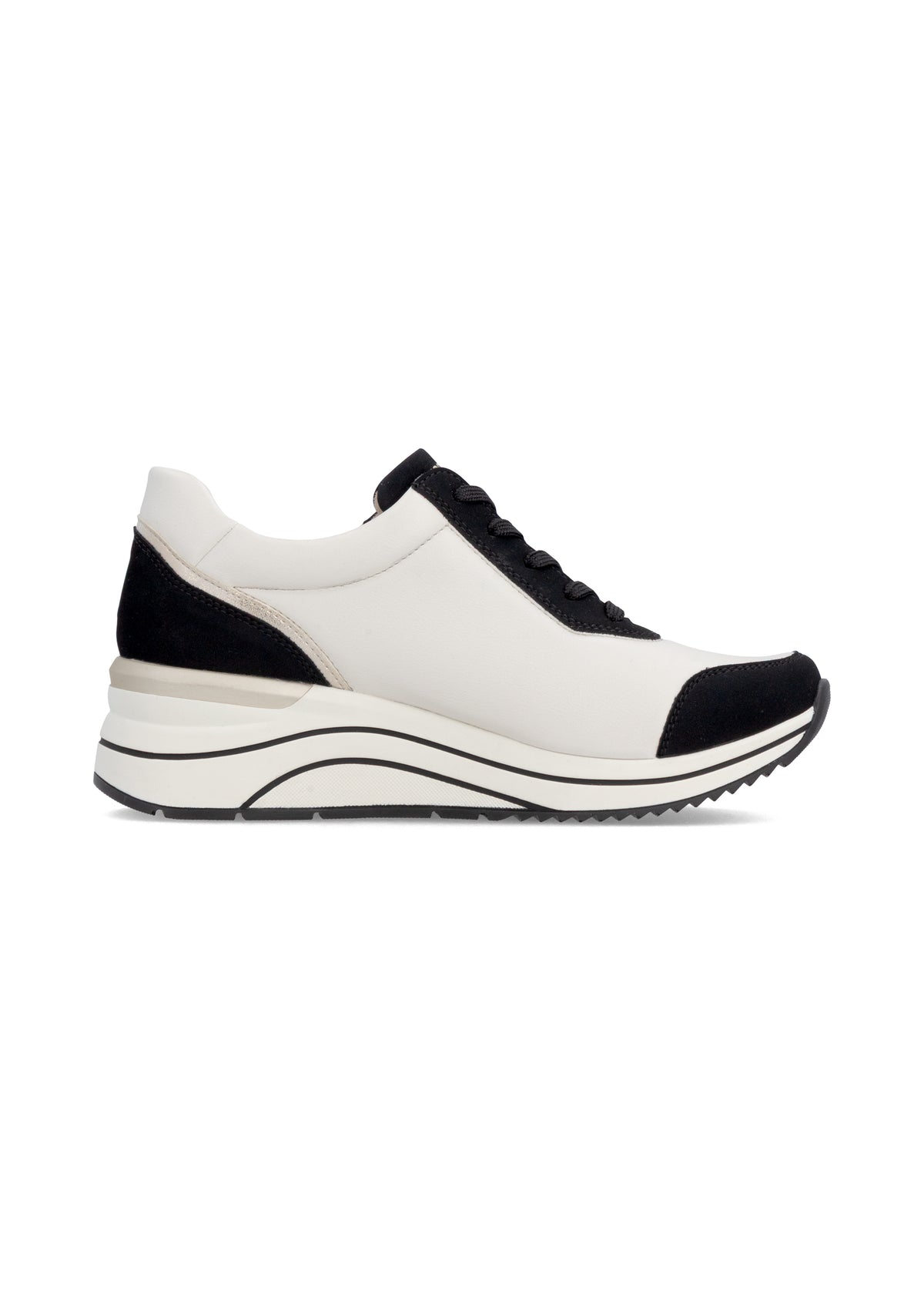 Wedge sneakers - white-beige-black, vegan