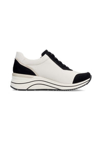 Wedge sneakers - white-beige-black, vegan