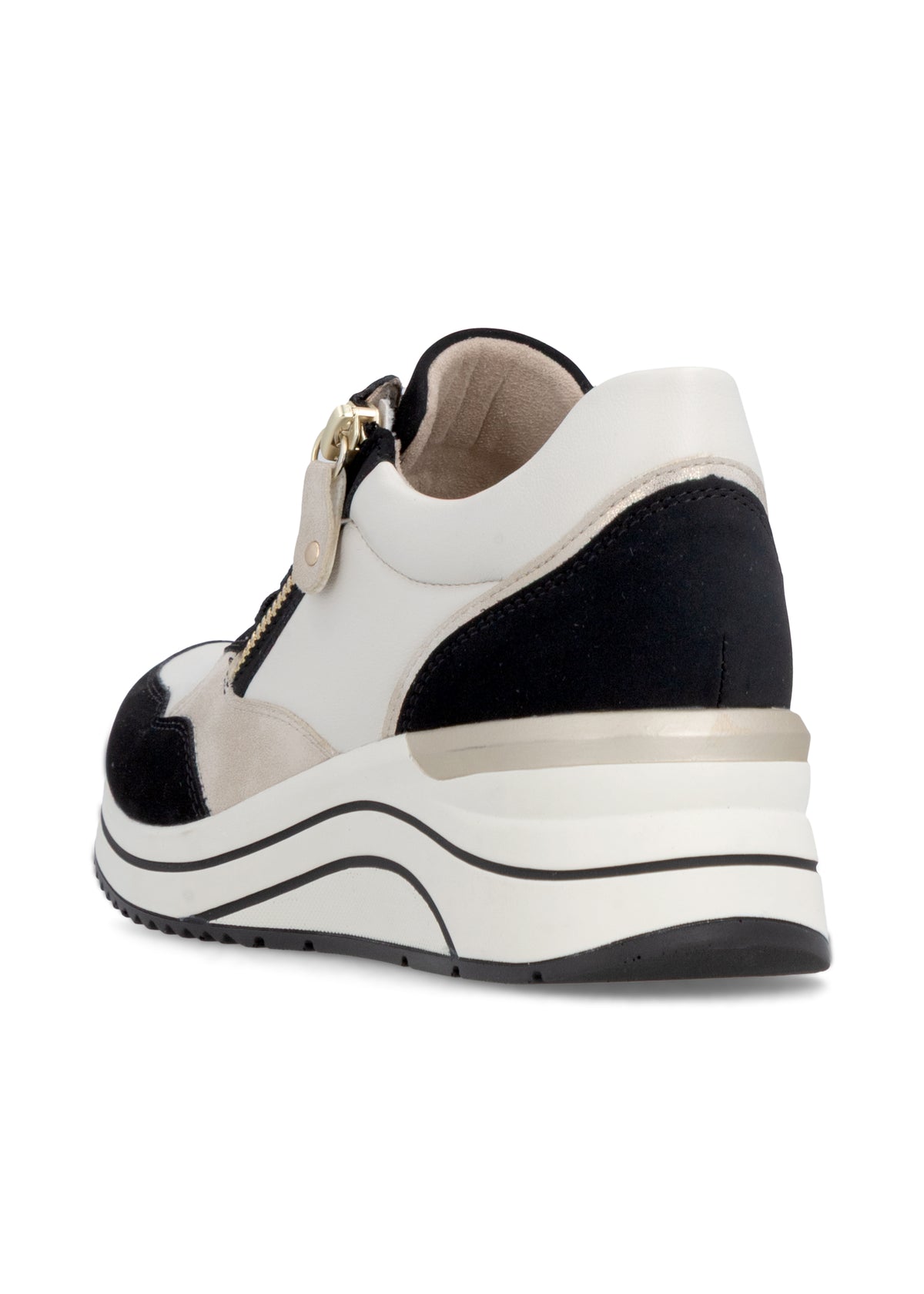 Wedge sneakers - white-beige-black, vegan