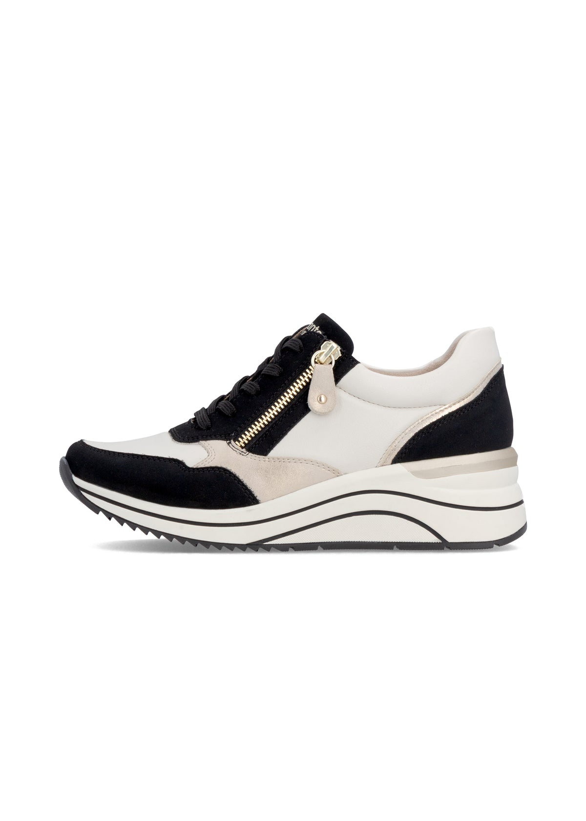 Wedge sneakers - white-beige-black, vegan